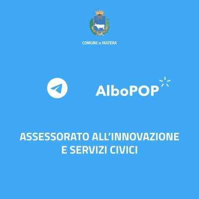 Attivato il canale Telegram Ufficiale dell'Albo Pretorio e Siglato dall'Assessorato all'Innovazione un accordo con la piattaforma AlboPOP